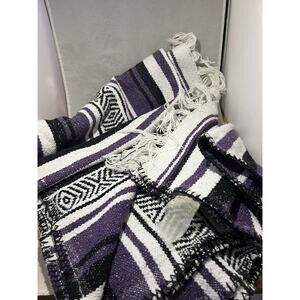 Black Canyon Outfitters Throw Blanket Mexican Southwest 69x40 Blue Black White